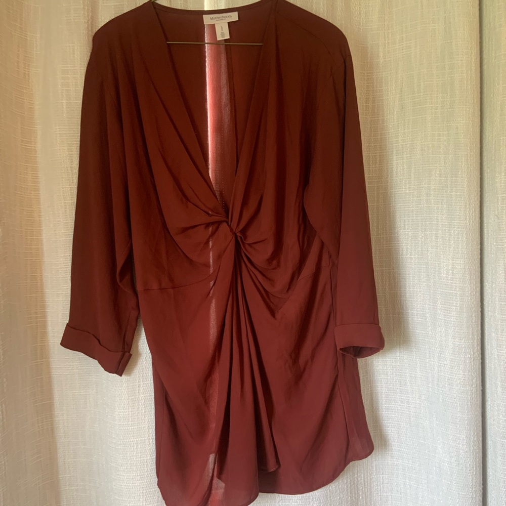 Motherhood Maternity Knot Detail Tunic in Red